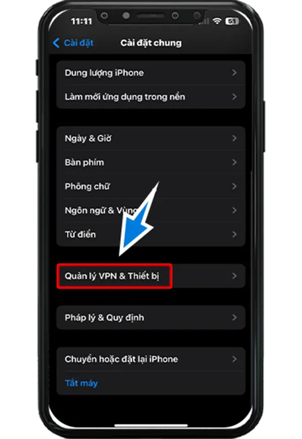 Bước 5 : Chọn Quản lý VPN và thiết bị